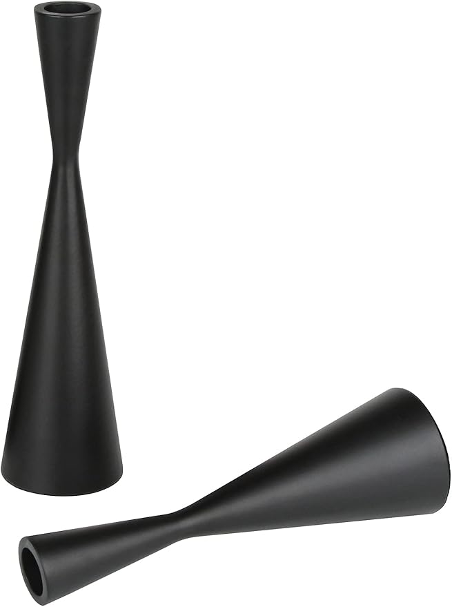Vixdonos Metal Candle Holders Taper Candlestick Holders Set of 2 Table Decorative Candle Stand for Wedding, Dinning, Party,Home Decor (Matte Black)