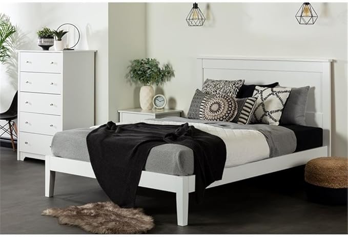 South Shore Vito Collection 5-Drawer Dresser, 16.88"D x 31.5"W x 48.75"H, Pure White with Matte Nickel Handles