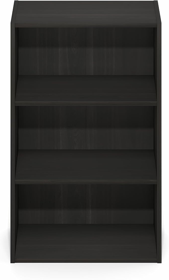 Furinno Basic Book Shelf, 3-Tier Bookshelf, Cube Storage Organizer Bookcase with Open Shelf, 11 x 17 x 26, for Living Room, Bedroom, Home Office, Espresso
