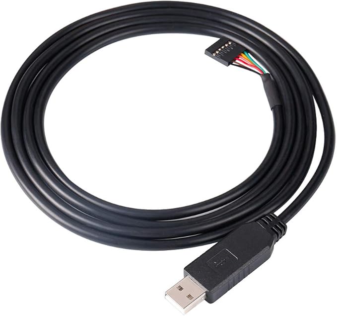 DTECH USB to TTL Serial 5V Adapter Cable with FTDI FT232RL Chip 6 Pin 0.1 inch Pitch Female Socket Header UART IC Windows 11 10 8 7 Linux MAC OS (6ft, Black)