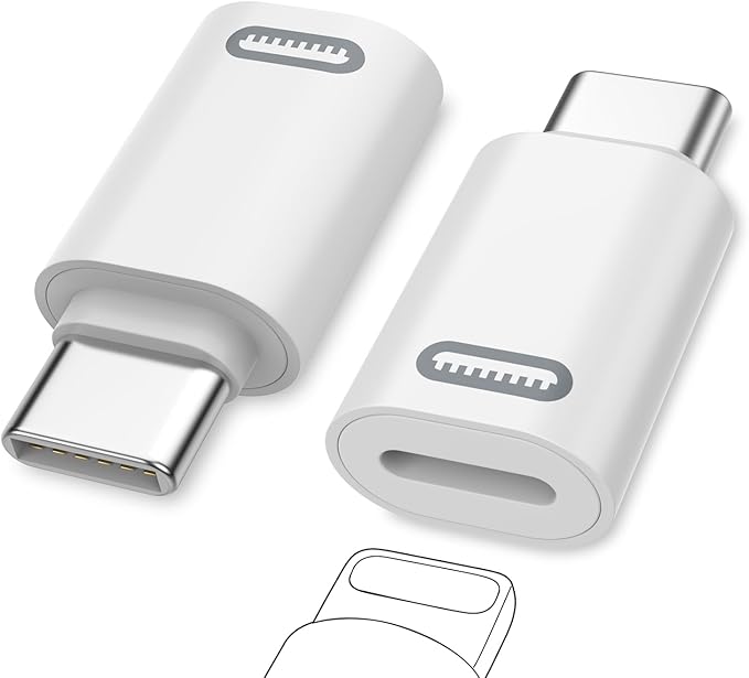 MoKo Lightning Female to USB C Male Adapter(Not for Earphone/Portable Storage Devices/iPencil) for iPhone 17 Air 16 15 Pro Max Plus, Galaxy, iPad - 2 Pack USB-C to Lightning Adapter ONLY for Charging