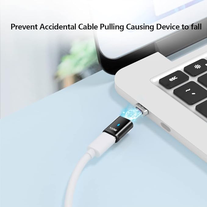 USB C Magnetic Adapter Straight + Magnetic USB C Adapter Right Angle - 3Tips 120w Fast Charging 5Pin 480Mbps Data Transmission, Black