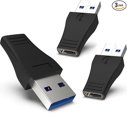 USB 3.0 to USB C Adapter 3 Pack, Type C Female to A Male Charger Converter for Apple Watch Ultra iWatch 8 7,iPhone 15 14 13 12 Pro Max Plus, Airpods, iPad Air Mini,Car,Samsung Galaxy S23 S24