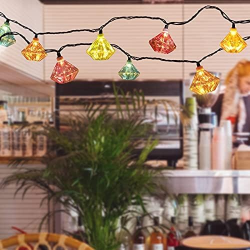 Vigdur Lantern String Lights - Multicolor Decorative String Lights Plug in with 10 Diamond Shaped Bulbs, Indoor String Light for Xmas Party Wedding Bedroom Patio Decor