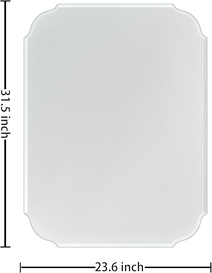 Silver Wall Mirror-Beveled Edge Frameless Mirror for Bathroom, Vanity, Bedroom, Rectangle Mirrors （32X24inch）