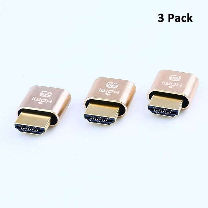 DTech HDMI Dummy Plug 4K Display Emulator Compatible with Windows Mac OSX Linux (fit-Headless, 3 Pack)