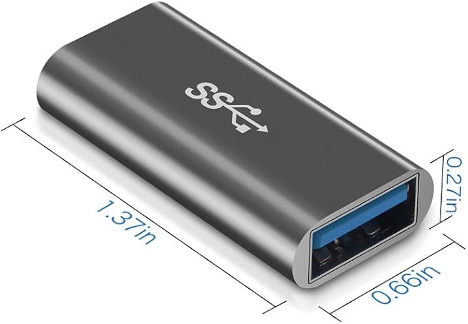 [2-Pack] Aluminum Type A Female to Female -Connector Converter,USB 3.0 Coupler Adapter (Grey)