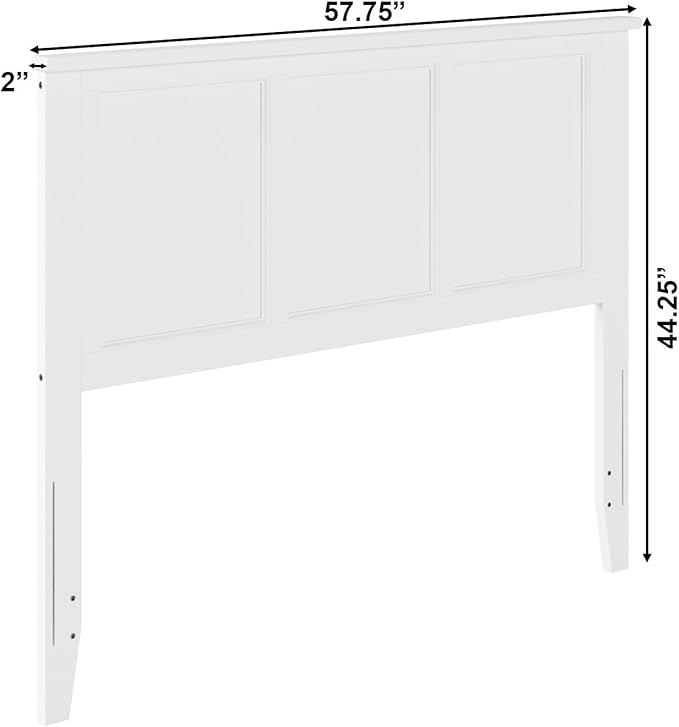 AFI, Madison Full Solid Wood Panel Headboard with Attachable Charger, White