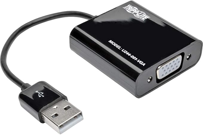 TRIPP LITE Eaton USB to VGA Adapter Multi Monitor External Video Converter, Built-in USB Type-A 2.0 Cable, 1080p @ 60Hz -Windows, Mac & Ubuntu Compatible, 3-Year Warranty (U244-001-VGA)