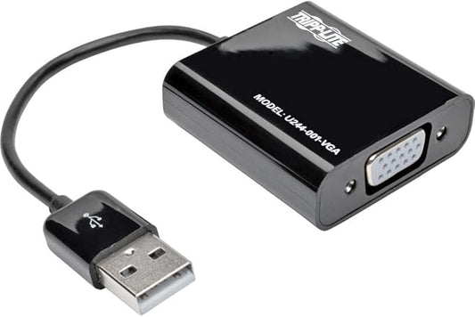 TRIPP LITE Eaton USB to VGA Adapter Multi Monitor External Video Converter, Built-in USB Type-A 2.0 Cable, 1080p @ 60Hz -Windows, Mac & Ubuntu Compatible, 3-Year Warranty (U244-001-VGA)