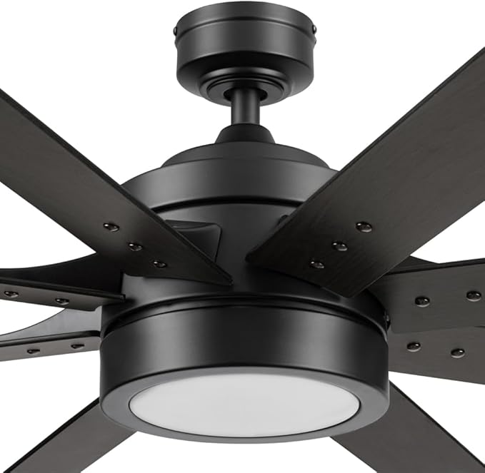 Honeywell Ceiling Fans Xerxes, 62 Inch Modern Indoor Ceiling Fan with Lights and Remote Control, Color Changing LED, 8 Dual Finish Blades, Reversible Motor - 51904-01 (Black)