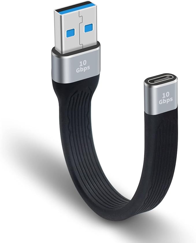 Poyiccot USB C Female to USB A Male Cable, Soft & Flexible Flat Short Type A to Type C Cable Compatible with Galaxy, MacBook, Phone, Laptop