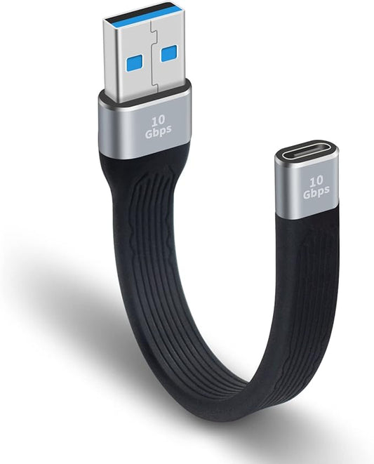 Poyiccot USB C Female to USB A Male Cable, Soft & Flexible Flat Short Type A to Type C Cable Compatible with Galaxy, MacBook, Phone, Laptop