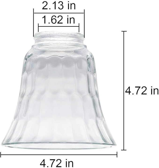 Ceiling Fan Light Covers, Clear Hammered Style Bell Glass Shade, Lighting Replacement Glass Shade Standard 2-1/8" Fitter Size, Perfect Ceiling Fan Globes Replacement Glass Accessories, Pack of 4