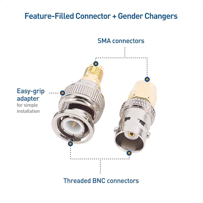 Cable Matters 4-Pack SMA to BNC Adapter Kit, SMA to BNC Gender Changer and Connector Adapter Kit