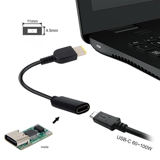 NFHK Type C USB-C to Rectangle 11.0 * 4.5mm Power Plug PD Emulator Trigger Charge Cable for X1 Carbon