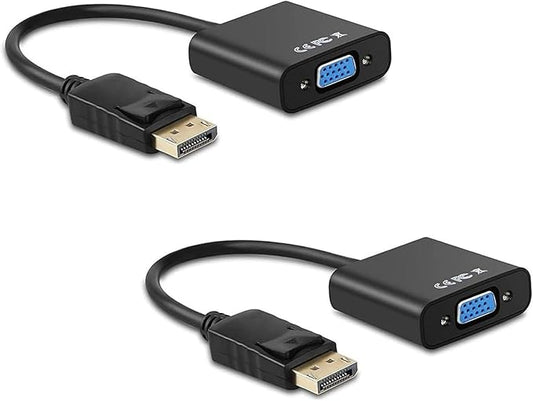 Display Port to VGA Adapter,2 Pack Gold-Plated DisplayPort DP to VGA Converter (Male to Female) for Computer, Desktop, Laptop, PC, Monitor, Projector, HDTV