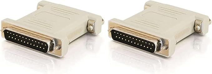 C2G Legrand Null Modem Adapter, DB25 Male to Female RS232 Serial Adapter, Beige 1.5 InchSerial Cable Adapter, 1 Count, 02469 (Pack of 2)