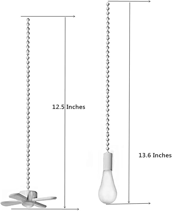 Ceiling Fan Pull Chain,Ceiling Fan Cords Ceiling Fan Chain Pulls with 2PCS 12inch Beaded Ball Extension Chains for Celing Fan Light and Wall Lamps, Cabinet Light (Light Bulb and Fan Shape), White