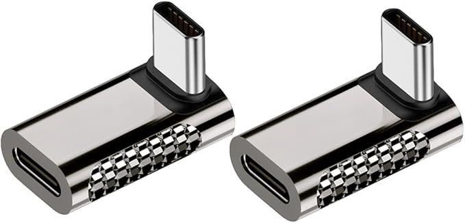 2 pcs USB-C Male to USB-C Female Adapter, 100W 20Gbps Data Transfer USB Type C PD Extender，Suitable for Laptop Charging, Mobile Phone, Tablet Data Transmission (Right Angle)