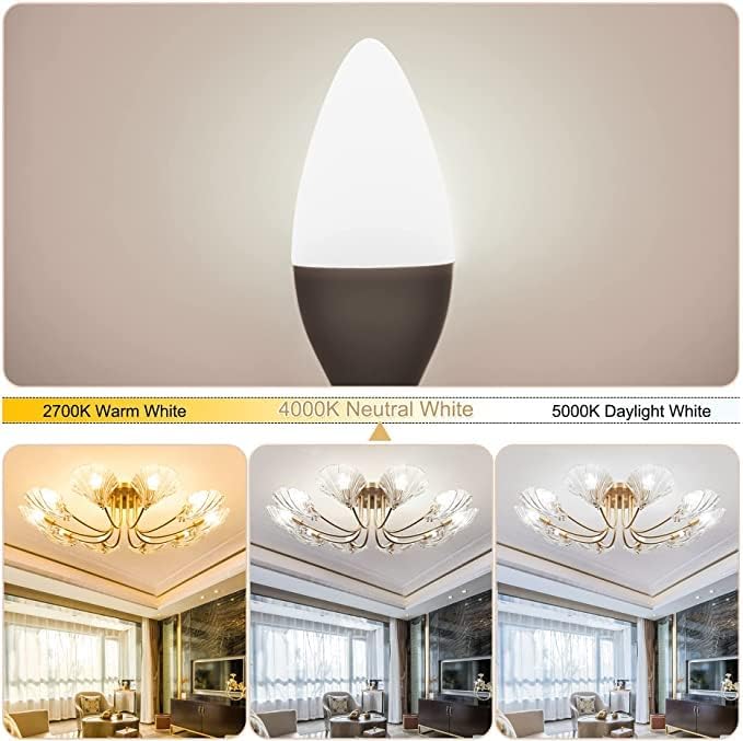 comzler Type B LED Bulb E12 Small Base, 4000K Natural Daylight Candelabra LED Light Bulbs, 60 Watt Equivalent Chandelier E12 LED Bulb for Ceiling Fan 600 Lumens No-Dimmable Pack of 8