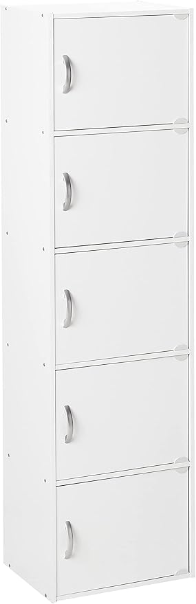 HODEDAH IMPORT Bookcase, White, 5 Door