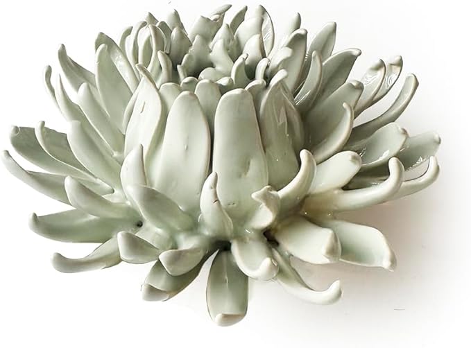 CHIVE ‘Coral’ Artificial Plant — Beautiful, Decorative Ceramic Flower — Unique Tablescape Piece — Small Set of 3 (Mint Flower, Small Green Succulent, Yellow Rose)
