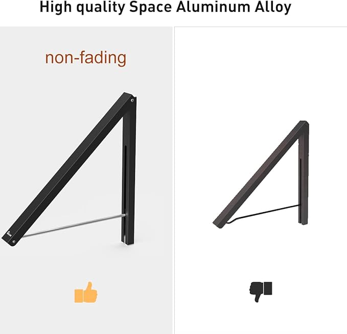 Laundry Room Clothes Rack - Wall Mounted Retractable Folding Clothes Hanger Drying Rack for Laundry Room Closet Storage Organization, Aluminum, Easy Installation (Black)