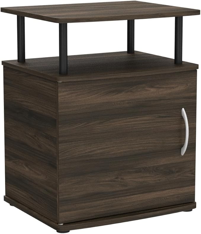 Furinno JAYA End Side Sofa Table/Nightstand with Door, 2-Pack, PVC Tubes, Columbia Walnut/Black
