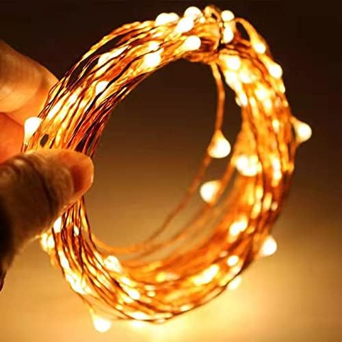Sanniu Fairy Lights Battery Operated, 8 Packs Mini Battery Powered Copper Wire Starry String Lights for Christmas,Bedroom, Parties,Wedding,Indoor,Home Decoration (5m/16ft Warm White)