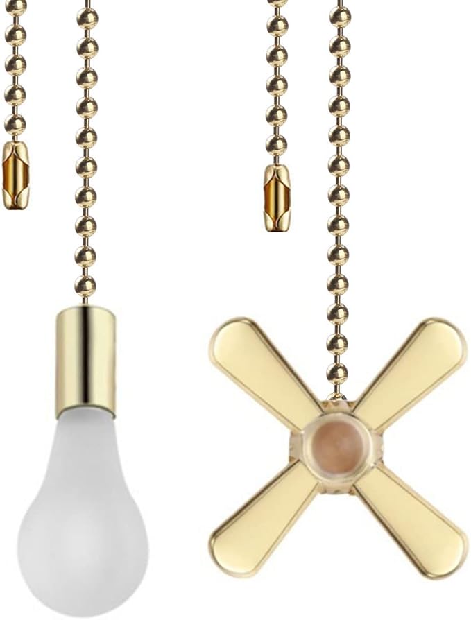 Ceiling Fan Pull Chains, 2pcs 3mm Diameter Beaded Ball Fan Pull Chain, 13.6 Inches Fan Pulls Set with Connector for Ceiling Fan Light and Lamps