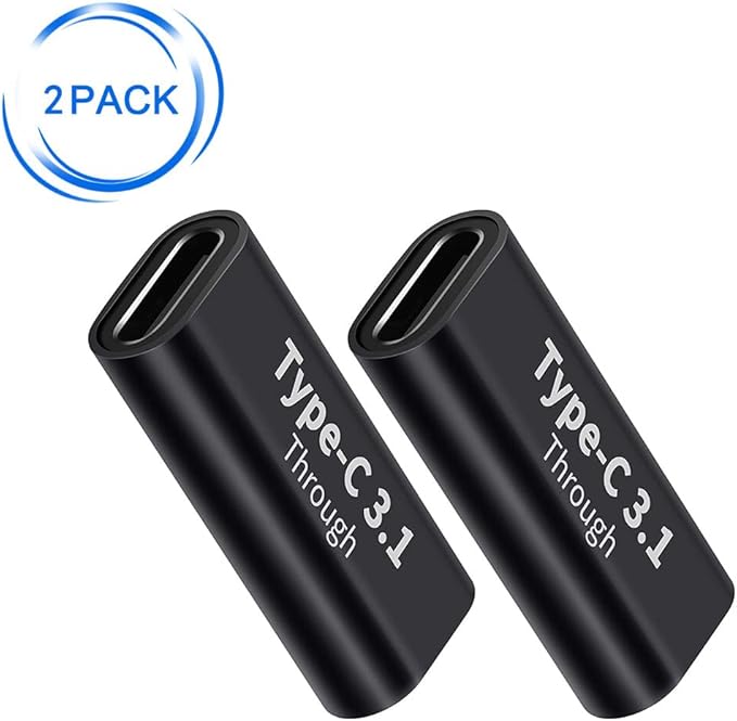 (2Packs USB C Female to Female Adapter USB 3.1 Double Holes Adapter,Supports Fast Charging and Data Transfer Extension, up to 10GBbps Rate (Female-to-Female)