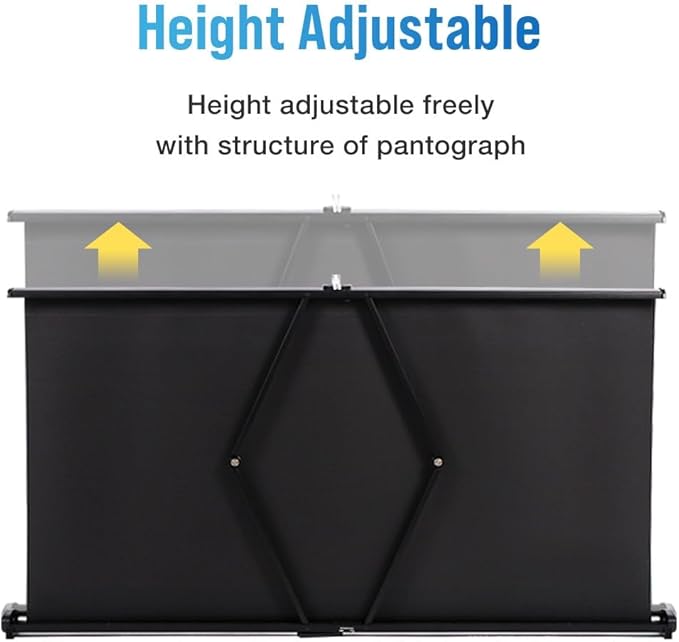 Japard 50 Inch Projector Screen Portable Floor Standing16:9 HD Floor Rising Retractable Tabletop Projector Screen with Stable Stand Compact Mobile Screen, Office, Classroom