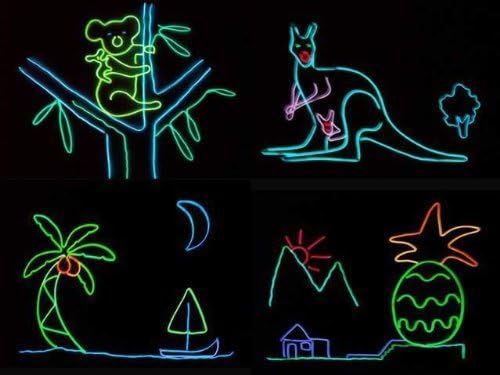 7 Pack 9ft Neon Light El Wire w/Battery Pack (Green, Blue, Red, Orange, Purple, White, Pink)