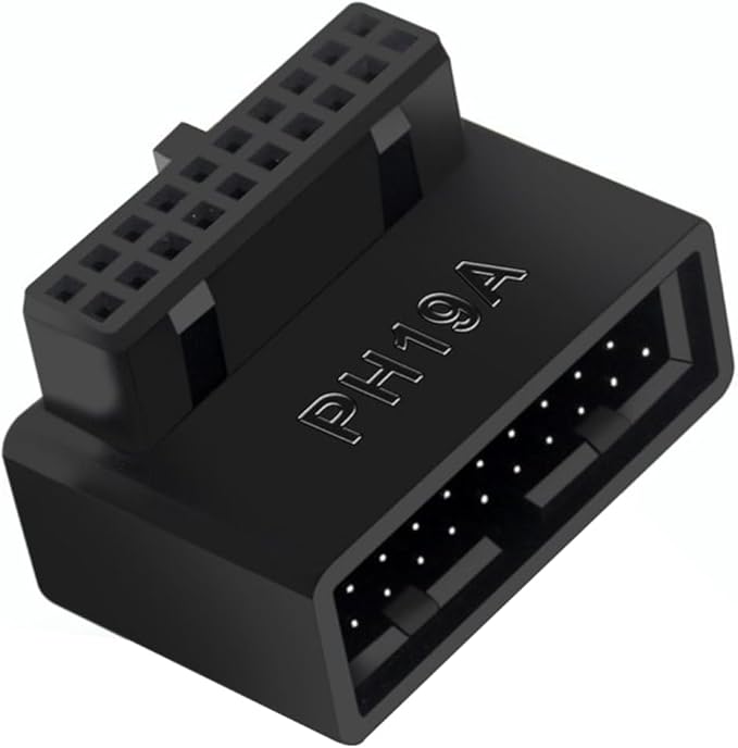 USB 19Pin/20Pin 90 Degree Male to Female L Turn Right Angle Extension Adapter(Up Angled)