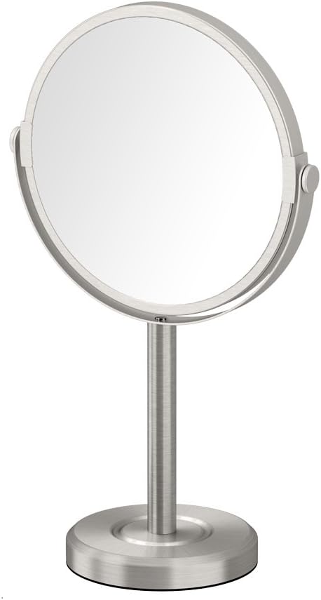 Gatco 1386SN Latitude II Minimalist Bathroom Counter Top Vanity, 3x Magnification Makeup Mirror, 12.5" Height, Satin Nickel