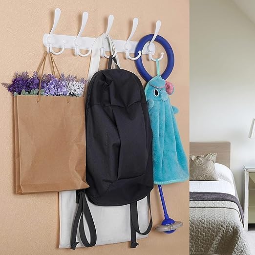 GlazieVault White Coat Hooks for Wall - Stainless Steel Coat Racks (2 Pack) - Heavy Duty White Coat Hooks Wall Mounted - Premium Design Rust Free White Coat Hangers Wall Hoks