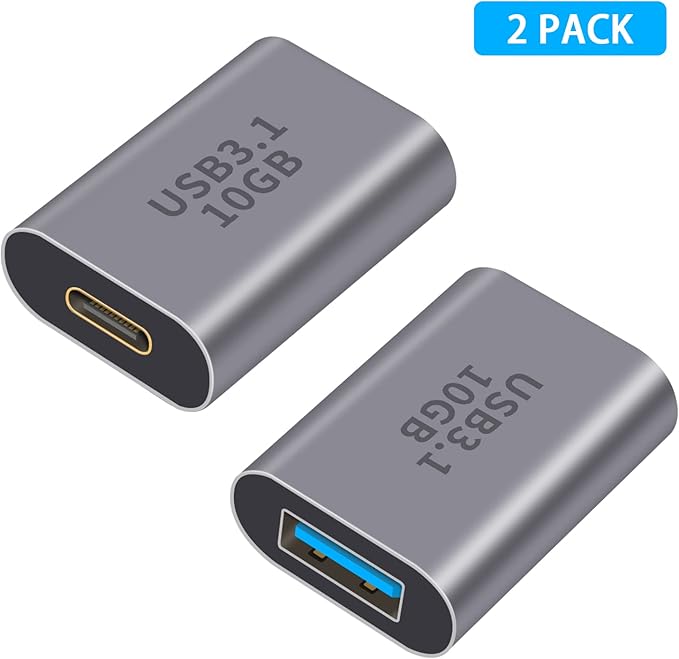 Poyiccot USB C to A Adapter 10Gbps, USB C Female to USB A Female Adapter 3.1 Gen2, Double-Side Transmission Type C to Type A Converter Compatible with iPhone, MacBook Pro, Galaxy, 1-Pack