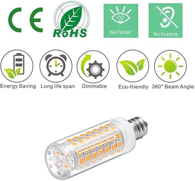 E12 LED Bulb Dimmable 7W Equivalent to 60W Halogen Bulb, Warm White 3000K T6 C7 E12 Candelabra Bulb 60 Watt for Ceiling Fan, Chandelier Lighting, AC120V Kx-2000 Bulbrite Replacement (6 Pack)