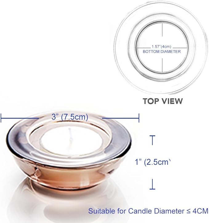 Grey Tealight Candle Holders - Set of 12, Round Chunky Glass Candle Holder, 3" Diameter - CH01 - Tea Grey