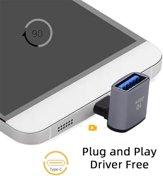 xiwai Up Down Angled USB-C Type-C to USB 3.0 Female OTG Adapter 90 Degree for Laptop Tablet Phone