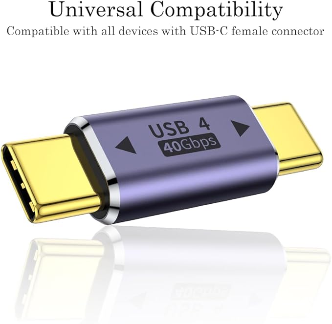 AuviPal USB C Male to Male Adapter (2 Pack), USB Type C Connector Extender Compatible with Thunderbolt 4/3 Support up to 100W Charging, 40Gbps Data Transfer and 8K@60Hz Video