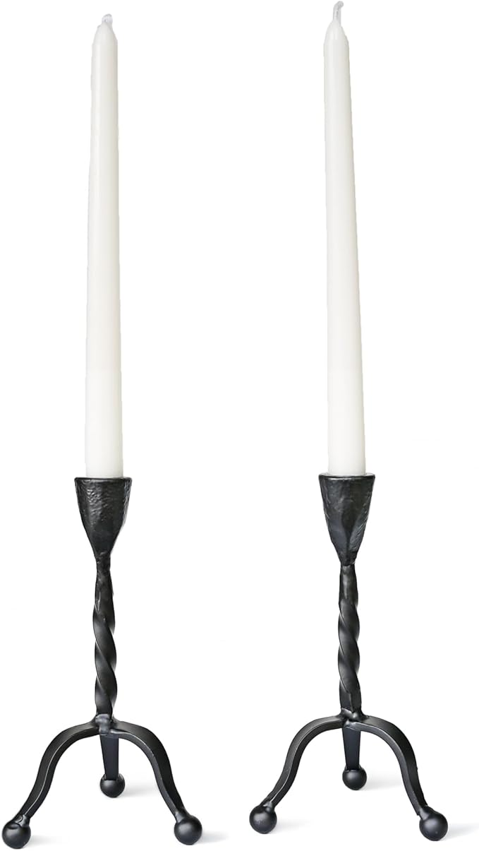 Black Taper Candle Holder Set of 2,Vintage Candle Sticks Holder Decor,Wrought Iron Candle Holder for Table Centerpiece,Halloween,Wedding,Christmas