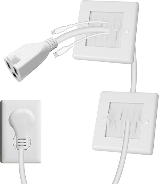 in Wall Cable Management Kit - TV Cord Hider for Wall Mounted TV, Includes 6ft TV Cable Extension and 2 Pack Cable Management Kit Hides TV Wires Behind The Wall - White (2 Pack)