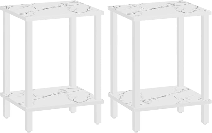 TUTOTAK End Table, Set of 2, Side Table, Nightstand, 2-Tier Storage Shelf, Sofa Table for Small Space, Living Room, Bed Room TB01BMW035