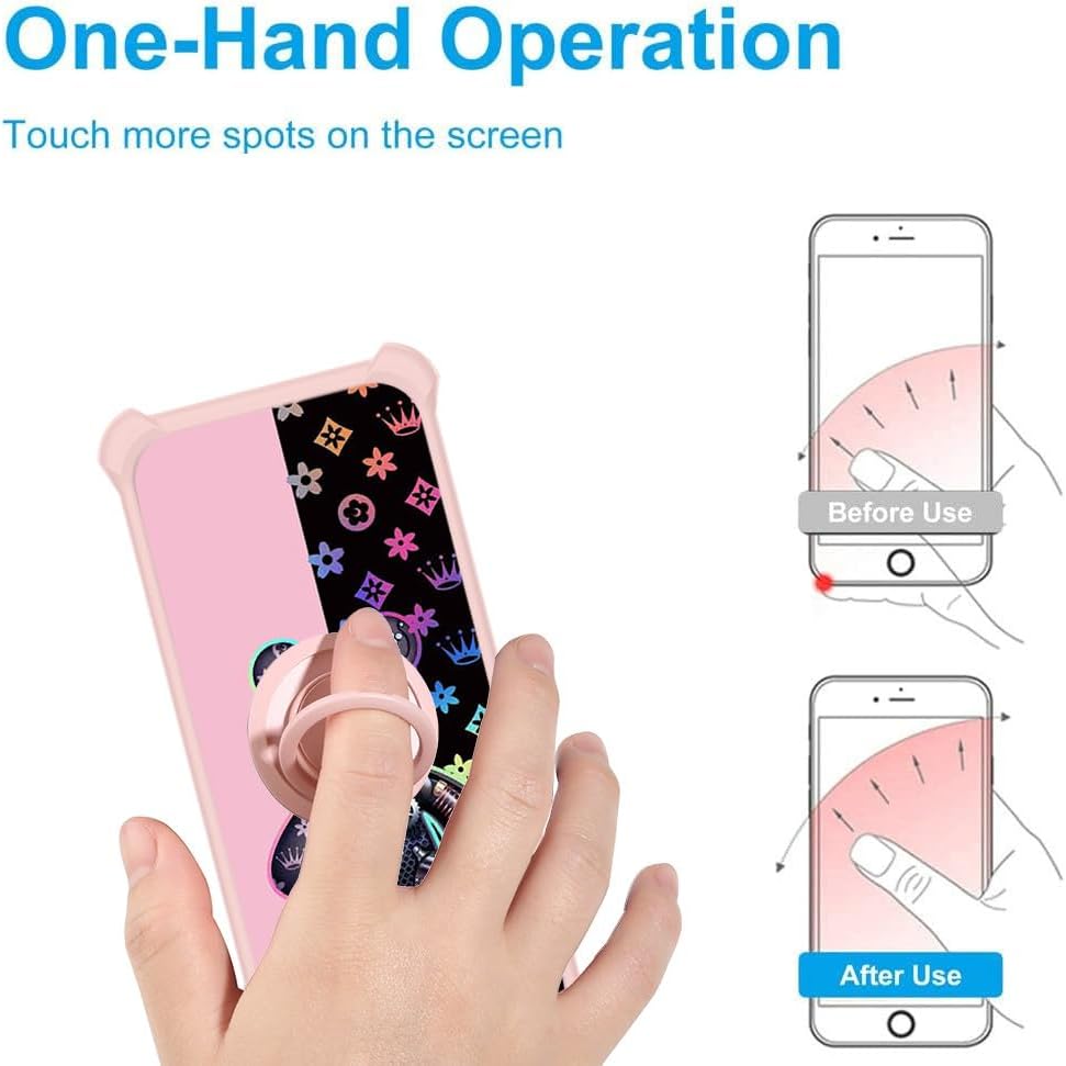 jioeuinly Case for Nuu A23 Plus S6304l, Colorful Reflect Light Cover with Tempered Glass Screen Protector and Ring