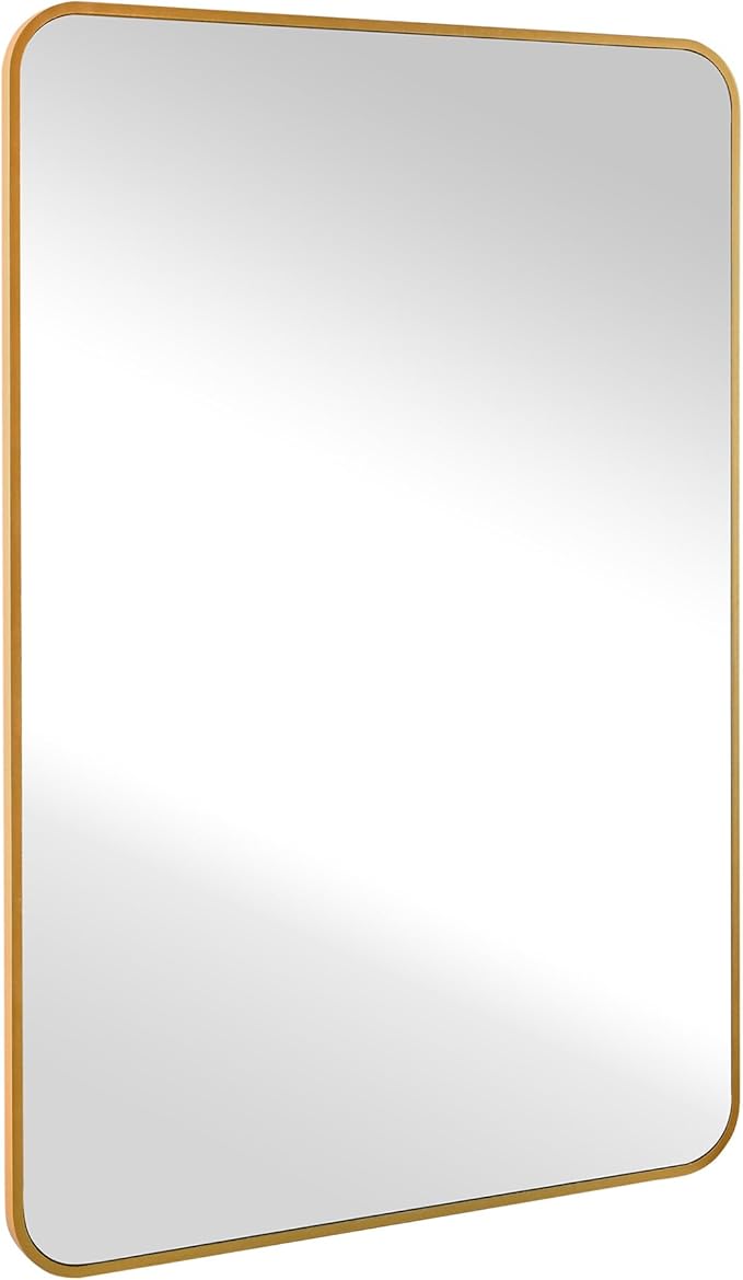 CULER Gold Bathroom Wall Mirror,20 x 30 Inch Rectangle Vanity Modern Tempered Glass Mirror for Bedroom,Living Room,Entryway