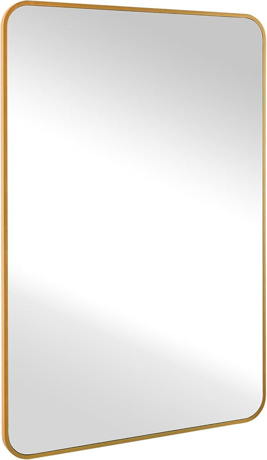 CULER Gold Bathroom Wall Mirror,20 x 30 Inch Rectangle Vanity Modern Tempered Glass Mirror for Bedroom,Living Room,Entryway