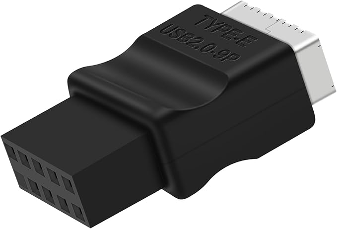 COMeap USB 2.0 to USB 3.2 Gen 1 Header Extension Adapter for Mainboard with Type E Key-A Female Front Panel Socket to 9 Pin Header Internal Conversion Adapter Black
