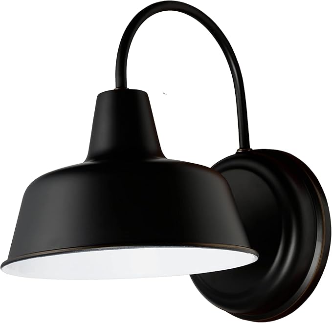 Mason Barn Light 1 Indoor/Outdoor Wall Mount Modern Industrial Farmhouse Design House Light for Patio, Garage, Bathroom, Office, Kitchen, 8 inch, Oil Rubbed Bronze, 519504